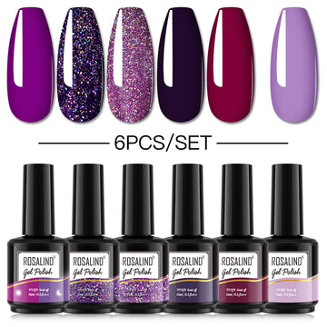 ROSALIND Gel Nail Polish 6Pcs/Set For Manicure Nails Art UV Gel Need Base Top Coat Vernis Semi permanent Nail Polish 15ML